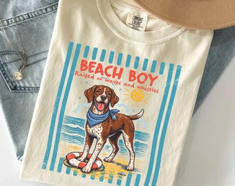 Retro Beach Dog Shirt, Vintage Summer Comfort Colors Tee, Pointer Dog Mom Vacation Top, Beach Boy Graphic Tshirt, Ocean Lover Gift