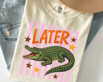 Koszulka z aligatorem, koszulka z grafiką retro, bluza z nadrukiem Y2K Streetwear, bluza Crocodile Comfort Colors, modny prezent dla nastolatka, odzież w stylu pop-art