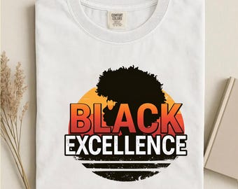 Koszulka Black Excellence Afro Silhouette | Retro Sunset Typography