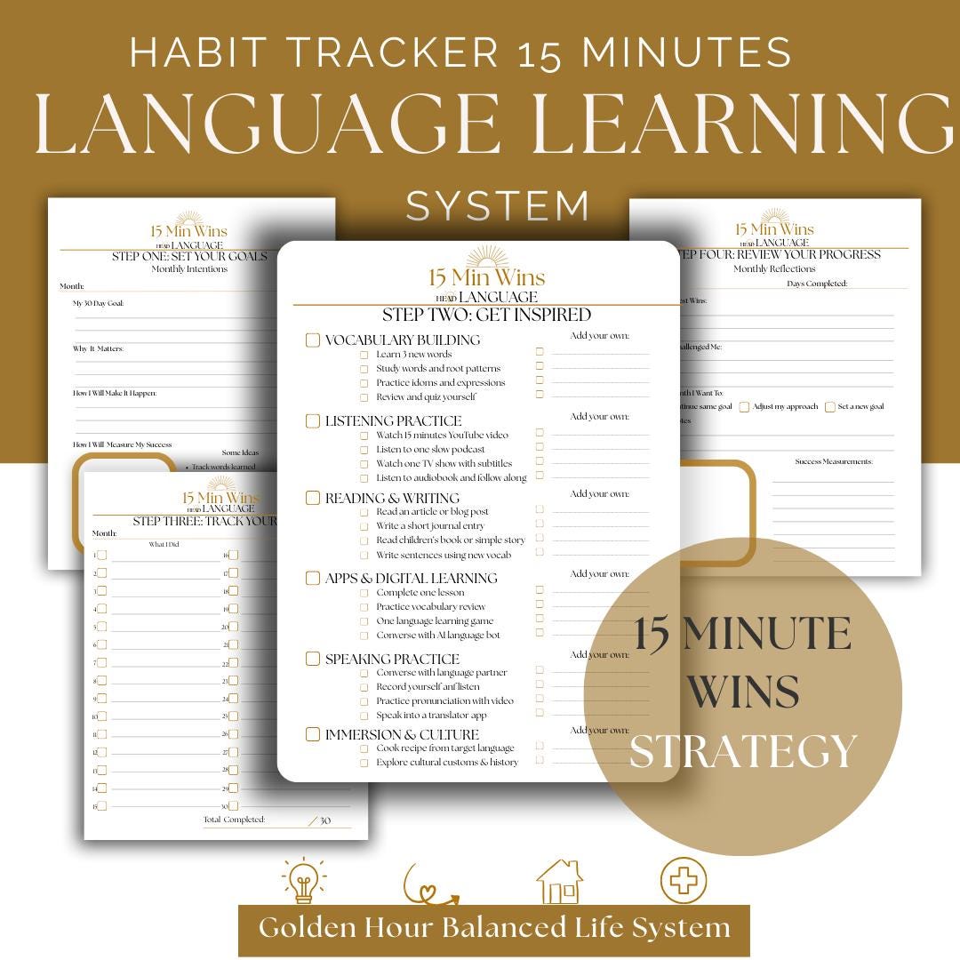 15 Minute Language Learning Tracker | Printable Study Planner (PDF ...