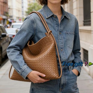 Mochila tejida, bolso de hombro minimalista, bolso convertible de 2 maneras para portátil grande, ideal para ir al trabajo, para oficinistas y para mamás. Un regalo original.