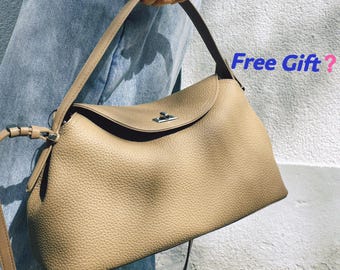 Large Capacity Slouchy Leather Bag|Genuine Leather crossbody bag| Minimalist Commute Bag|Top Grain Leather Crossbody Bag|Gift for lady