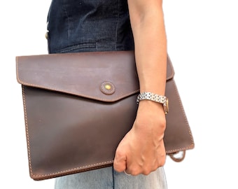 Bolso bandolera de cuero Crazy Horse para hombre, hecho a mano, estilo vintage, regalo para él.