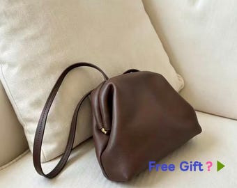 Lambskin Cloud Bag, Luxury Underarm Bag, Niche minimalist designer Clasp Frame Bag, Elegant Evening Handbag Fashion Purse,Party Bag