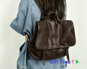 Leather Backpack Women, Leather Rucksack Knapsack Laptop  display picture 3