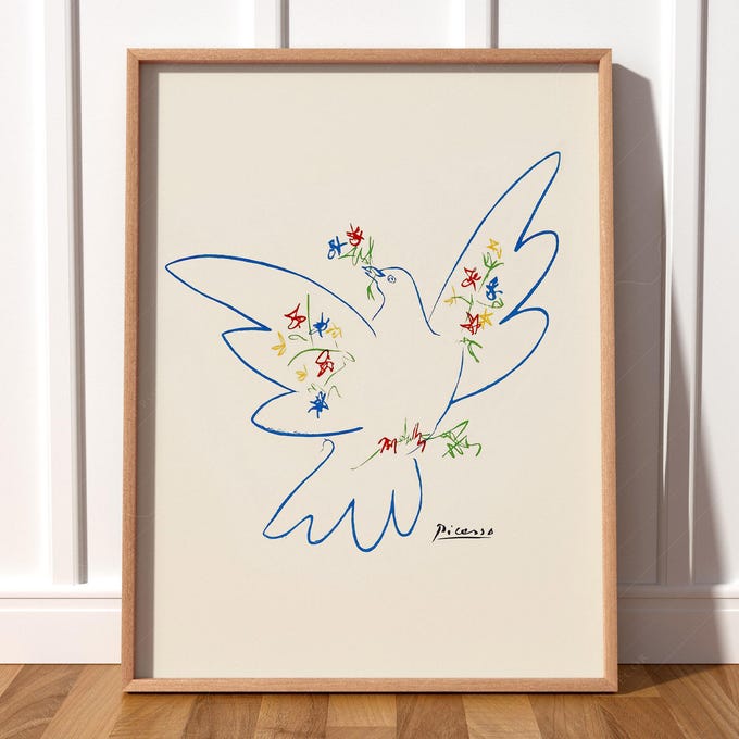 ピカソ 額装 「Blue dove with flowers」 ピカソ 額装 「Blue dove with flowers」 - メルカリ