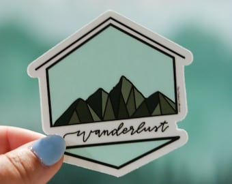 Wanderlust Mountain Hiking Sticker