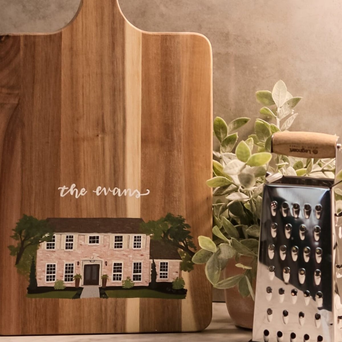 Hand Painted House Portrait, Closing Gift, First Home Wood Cutting Board Gift - Etsy