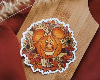 The Mouse Pumpkin Wreath Water Bottle/ Laptop Sticker