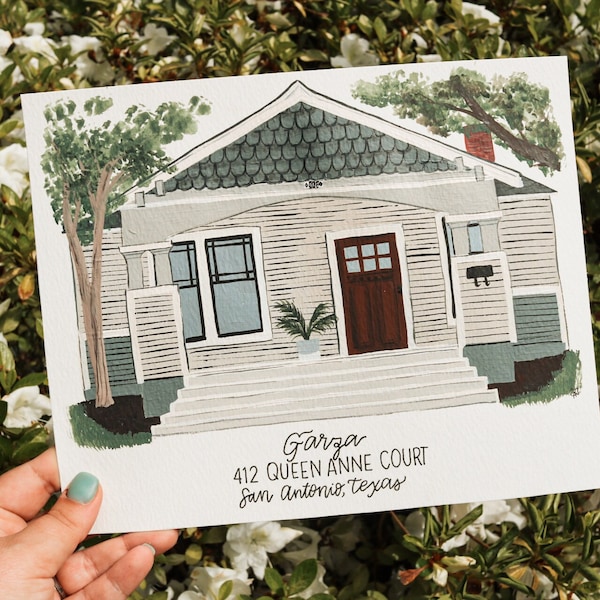 Custom HAND PAINTED House Portrait, Closing Gift, First Home