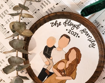 Personalized Family Portrait Christmas Ornament Gift