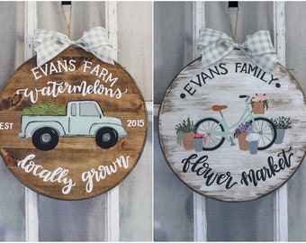 Spring/ Summer Reversible Personalized Family Door Hanger