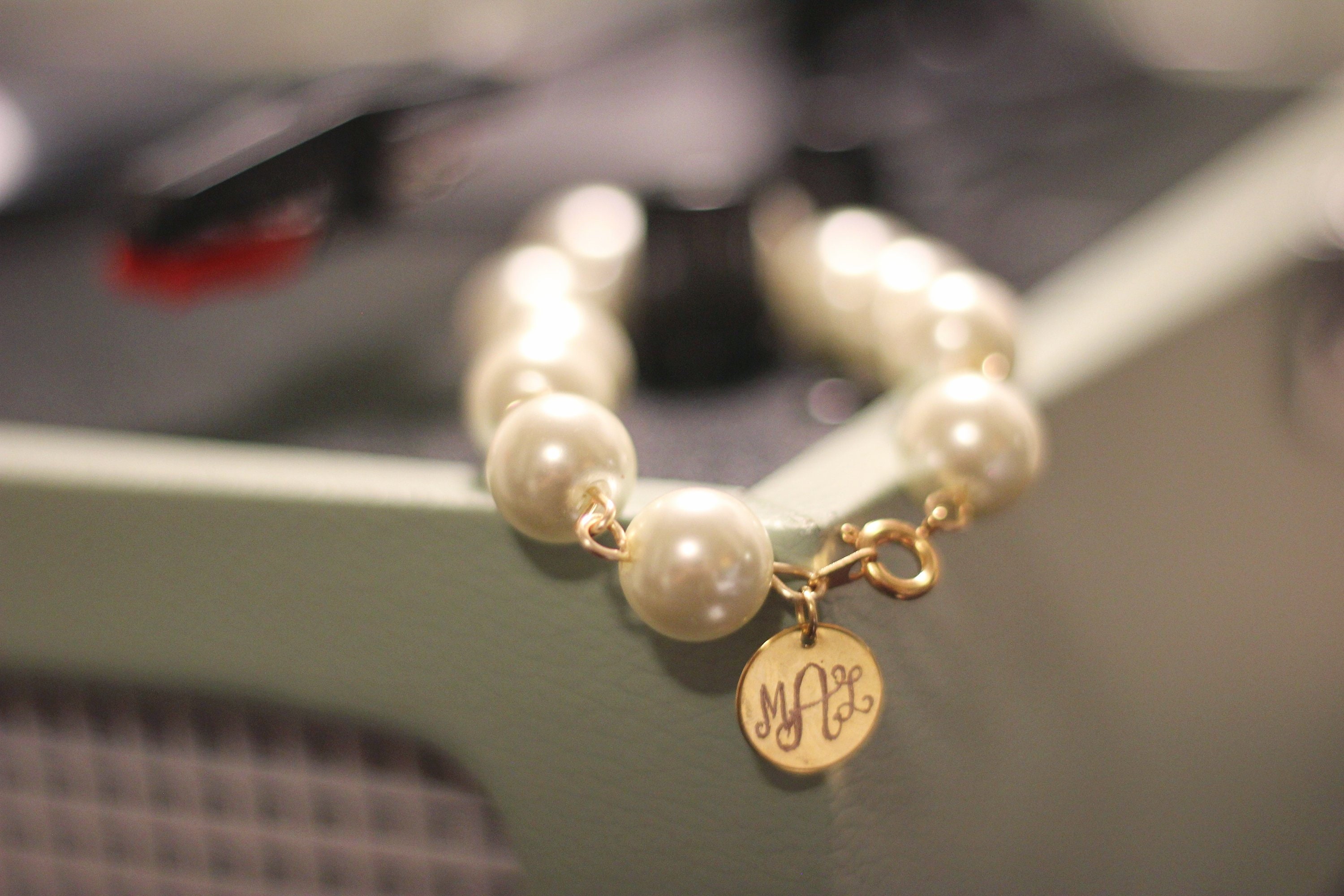 Pearl Monogram Wedding Bracelet