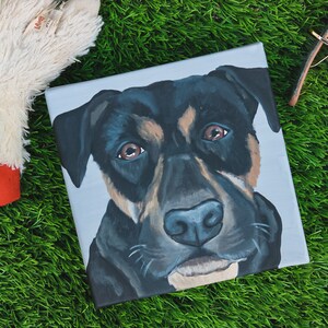 Personalized Hand Painted Acrylic Pet Portrait Canvas, Dog Mom Gift