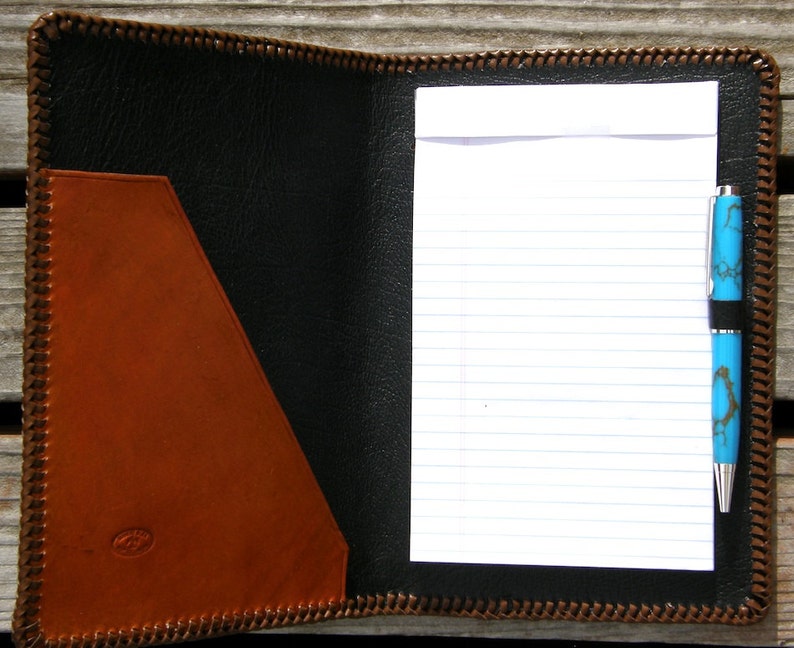 Hand Stamped Leather 5x8 Notebook With Leather Laced Edge Etsy