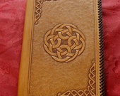 Celtic Knot Leather Notebook with a Laced Edge