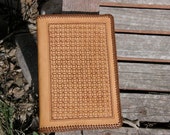 Hand Stamped Leather 5x8 Notebook with Leather Laced Edge
