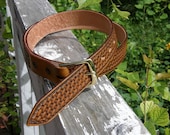 Hand Made Basket Stamped Leather Belt