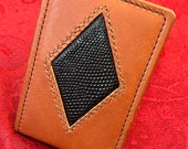 Money Clip Wallet with Inlayed Black Lizard Skin