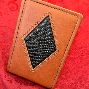 Money Clip Wallet con incrustaciones de piel de lagarto negro