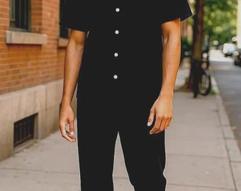 Ensemble de nuit en lin pour homme | Ensemble de pyjamas deux pièces | Ensemble chemise et pyjama | Vêtements de détente confortables pour hommes