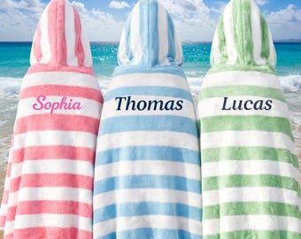 Custom Name Kid Hooded Towel, Personalized Kids Name Towel, Colored Kids Towel, Gift for Kids, Beach Vacation Beach Towel