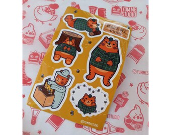 Bear and Bee Friends Sticker Sheet - Cute Funny Illustrations