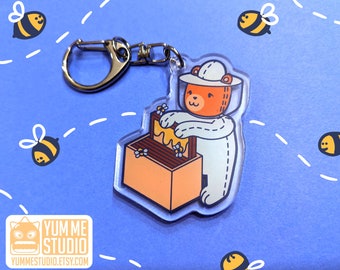 Beekeeper Honey Bear Acrylic Charm Key Chain