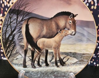 Vintage 1991 WS George "Przewalski's Horse" decorative collectors plate from the "Last of Their Kind: Endangered Species" collection.