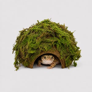 Natural Coconut Cave Hide with Sphagnum Moss | Reptile Humid Terrarium Shelter