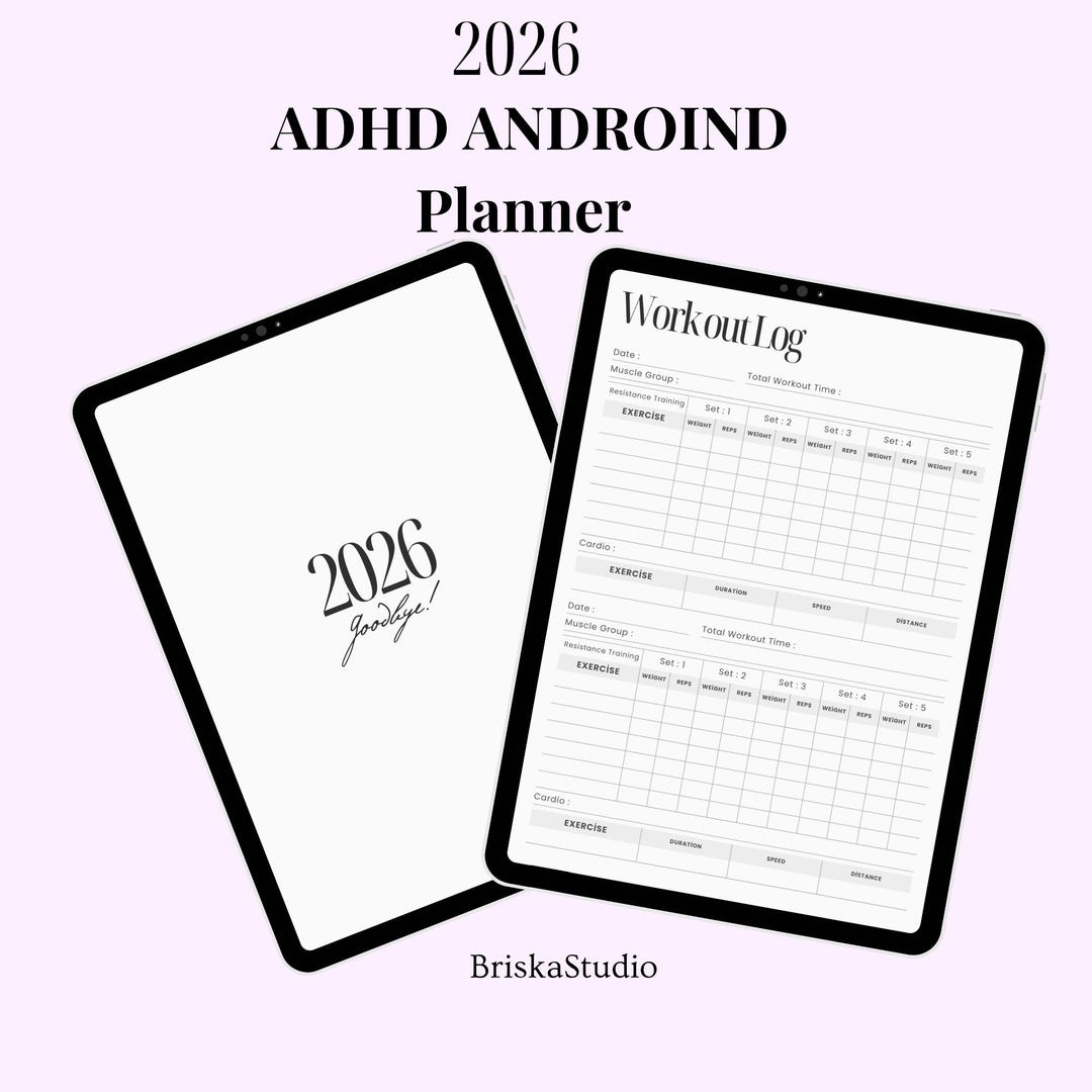 2026 ADHD Planner Android | Habit Tracker Workout Log Goals To-do List ...