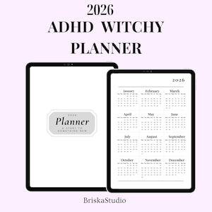 May include: Two black tablets displaying a 2026 planner. One tablet shows a cover with the text "2026 Planner A START TO SOMETHING NEW". The other tablet shows a calendar layout with months from January to December.