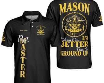 Polo 3D para hombre, diseño masón, tallas S-5XL, con nombre personalizado, "Past Master Making Men BETTER From the Ground Up"