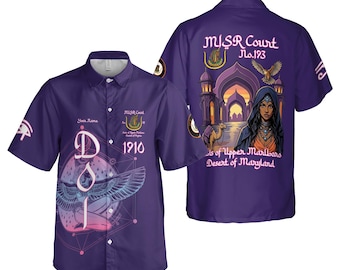 Hofname DOI Töchter Von Isis Purple Lady Shriners AEAONMS 3D Button Down Größe S-5XL