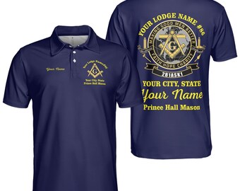 Personalisierter Name Prince Hall 2B1 ASK1 Gute Männer besser machen Freimaurerei 3D Herren Poloshirt S-5XL