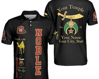 Koszulka polo męska Custom Temple Shriners Nobles Masonic Mystic Shrine AEAONMS 3D S-5XL