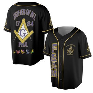 Personalized Lodge Freemasonry PHA Prince Hall Mason F&AM Father Of All 3D Baseball Jersey Shirt Size S-5XL
