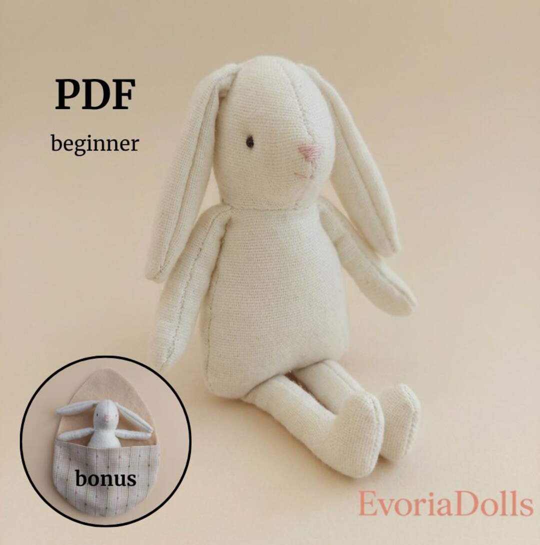 Bunny Sewing Pattern and Tutorial PDF, Rabbit With Pocket, 1:1 Scale ...
