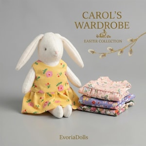 Easter Dress Sewing Pattern for 6-inch Bunny Doll Toy Clothes Digital PDF Tutorial, Spring Outfit for 15-18cm Miniature Rabbit Mouse or Bear