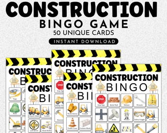 Construction Bingo Game Printable | Instant Download