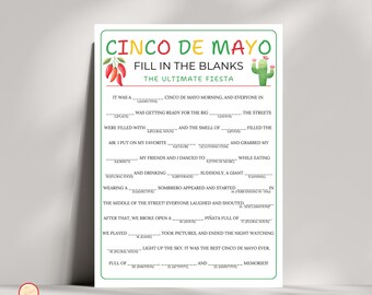 Cinco de Mayo Fill in the Blanks Game (Instant Download)