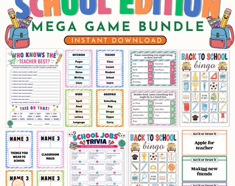 Back to School Mega Game Bundle, Classroom Icebreaker Activity for First Day (Instant Download)