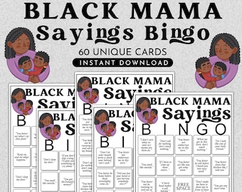 Black Mama Sayings Bingo Game Printable (Instant Download)