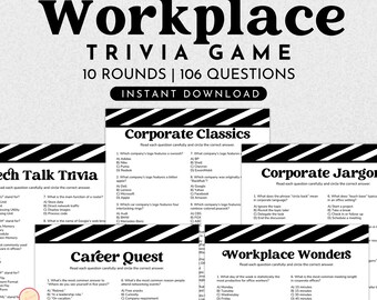 Work, Office Trivia Games for Team Building (Instant Download)