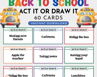 Back-to-School Act It or Draw It Game | Classroom Icebreaker Cards (PDF Download)