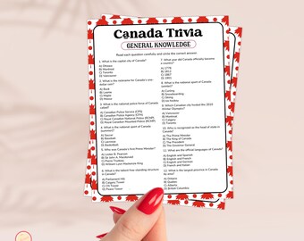 Canada General Knowledge Trivia Game Printable | Instant Download