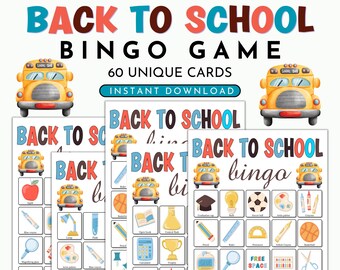 Back to School Bingo Game Printable | Instant Download