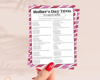 Mother's Day TV Moms Trivia Game (Instant Download)