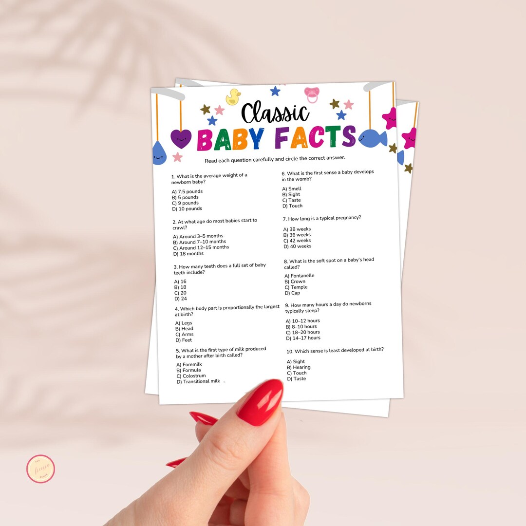 Baby Facts Trivia Game Printable (instant Download) - Etsy