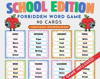 Back-to-School Forbidden Word Game for Kids, Classroom Icebreaker Activity (Instant Download)